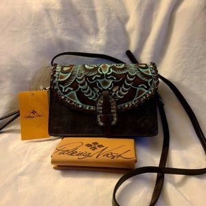 PATRICIA NASH Turquoise Tooled Brown Leather LANZA